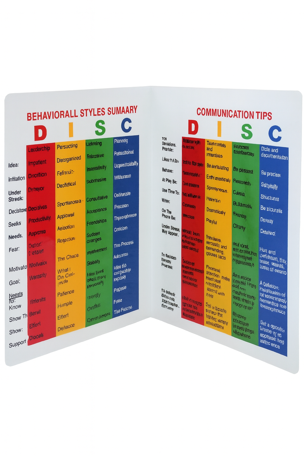 Summary Card Example The DISC Laminated Summary Card – Assessments24x7