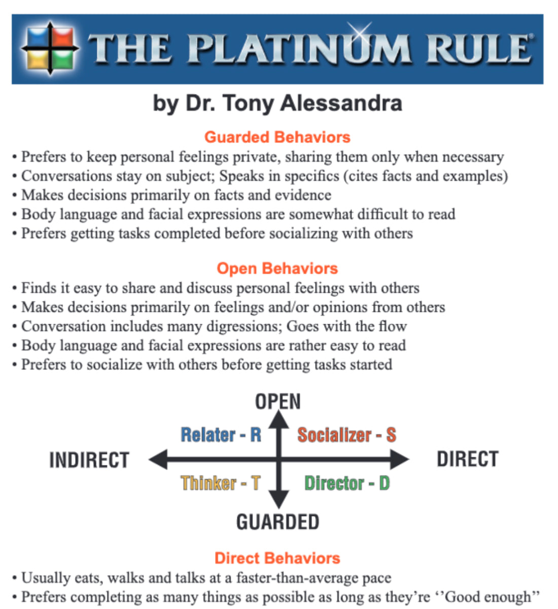 Platinum Rule Reminder Card